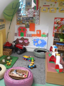 The indoor farm in the preschool Room.